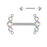 5 Bezel Set CZ Ends Threadless Push In