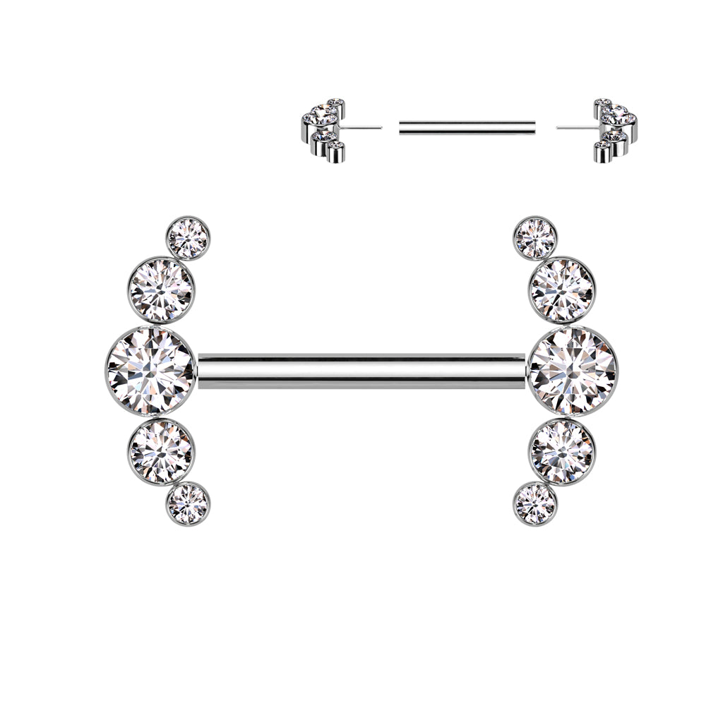 5 Bezel Set CZ Ends Threadless Push In