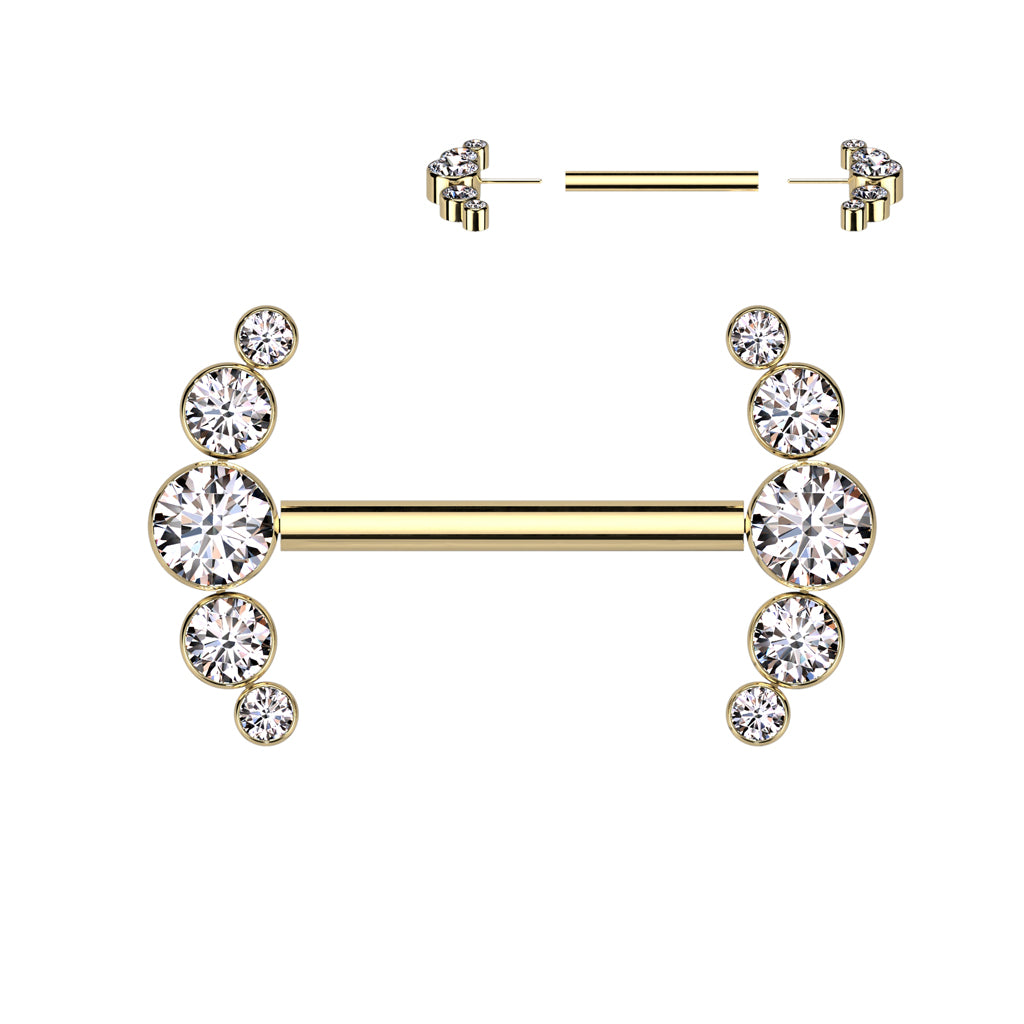 5 Bezel Set CZ Ends Threadless Push In