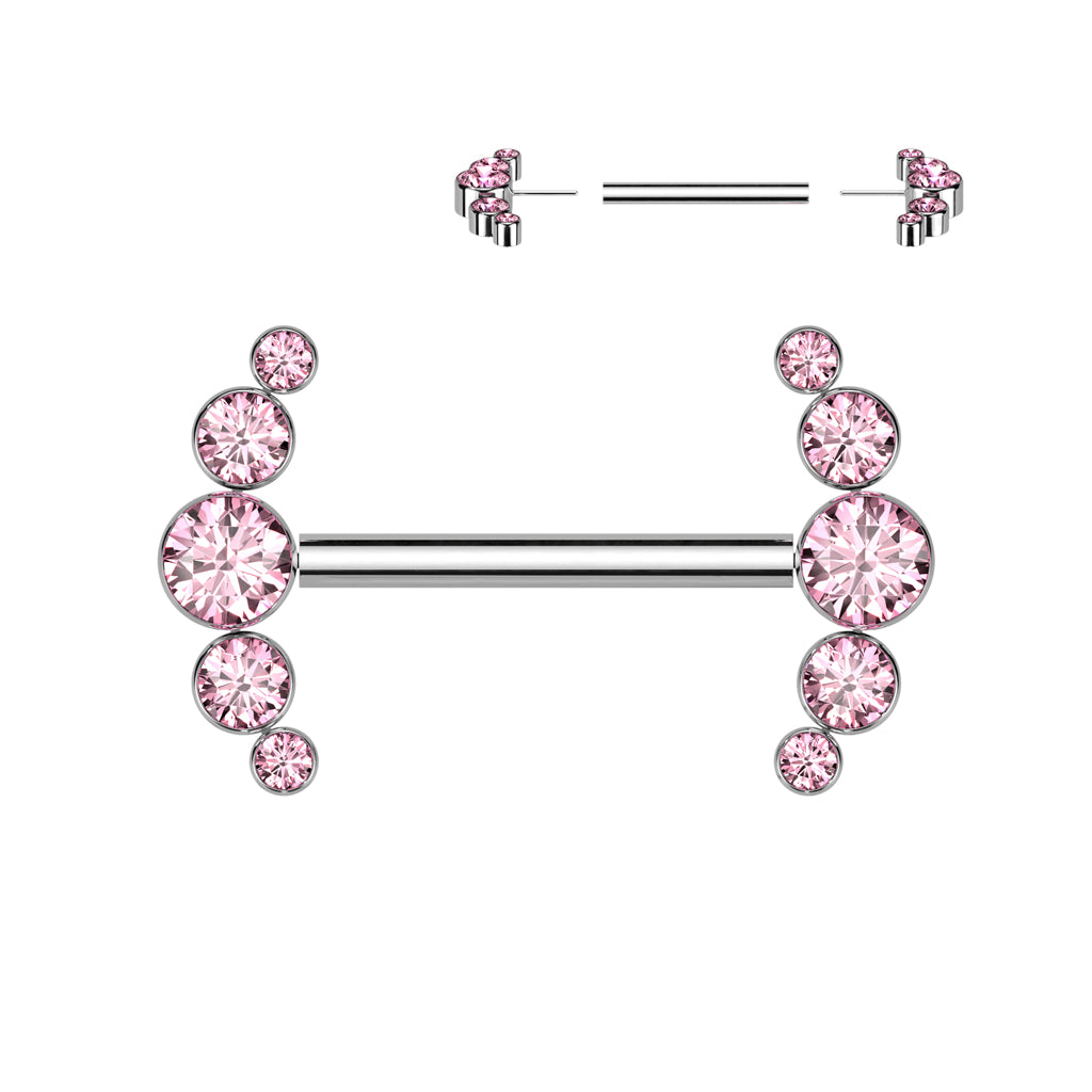5 Bezel Set CZ Ends Threadless Push In