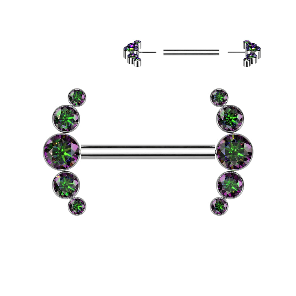 5 Bezel Set CZ Ends Threadless Push In