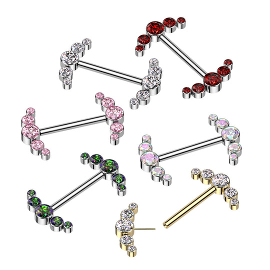 5 Bezel Set CZ Ends Threadless Push In