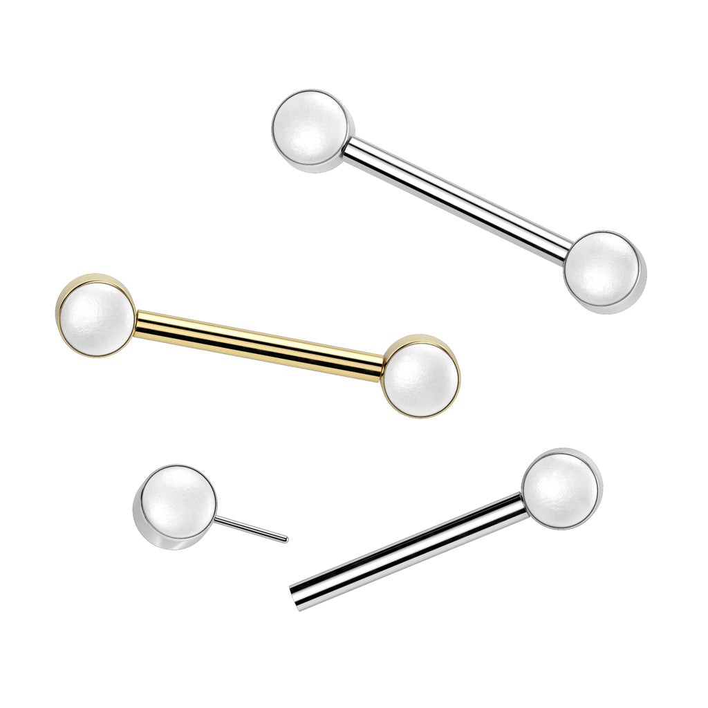 Pearl Set Ends Nipple Barbell