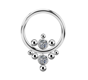 Anneau Clicker en titanium avec zircon premium