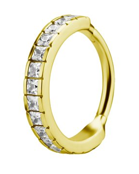 24k gold plated jewelled hinged conch Clicker ring