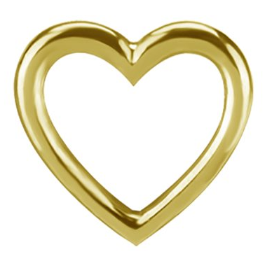 18K gold threadless heart shape attachment