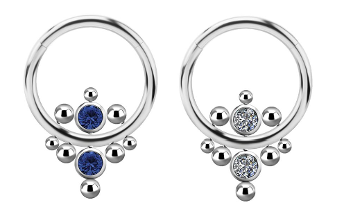 Anneau Clicker en titanium avec zircon premium