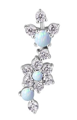 CoCr threadless jewelled attachment with flower and opals