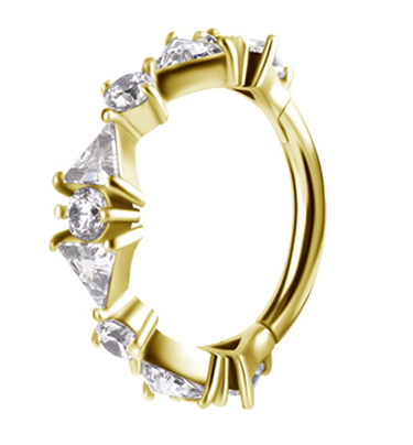 18k gold plated CoCr front facing jewelled Clicker ring