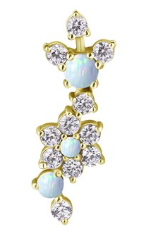 18k gold plated CoCr internal attachment w. flower and opals