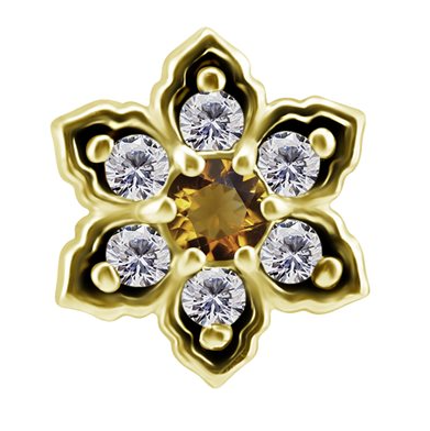18k gold int. flower att. w. genuine citrine and white topaz
