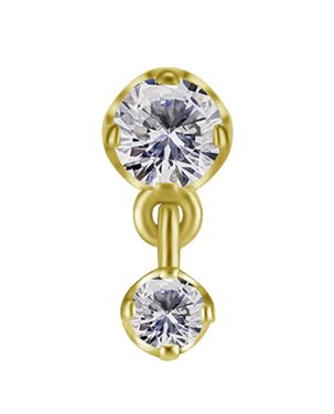 18k gold threadless attachment with dangle zirconia