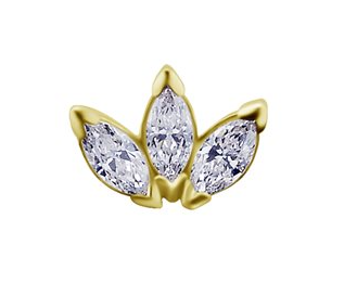 Attache interne sans filet en or 18k avec zircons premium