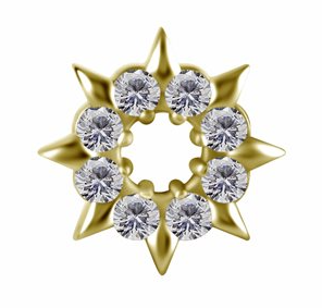Attache sans filet en CoCr plaquée or 18k avec des zircons