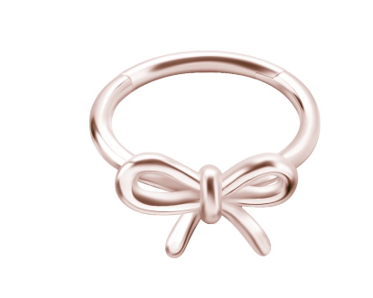 Anneau clicker en CoCr plaqué or rose 24k avec une boucle