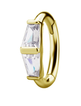 Anneau de rook en CoCr plaqué or 18k avec 2 zircons premium