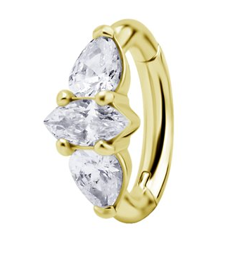 18k gold plated CoCr hinged jewelled belly Clicker ring