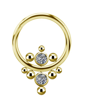 Anneau Clicker en titanium plaqué or 24k avec zircon premium