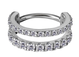 CoCr conch clicker with jewelled double rings