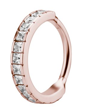 24k rose gold plated jewelled hinged conch Clicker ring