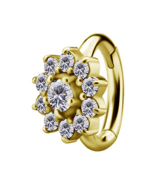 Anneau de rook en CoCr plaqué or 18k avec une fleur