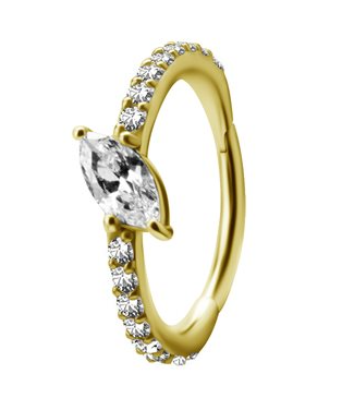 24k gold plated jewelled hinged conch clicker ring