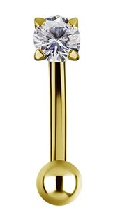 24k gold plated titanium internal banana w. premium zirconia