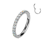 Titanium Hinged Segment Hoop Ring With Outward Facing Moissanite Pave CNC Set