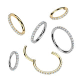 Titanium Hinged Segment Hoop Ring With Outward Facing Moissanite Pave CNC Set