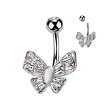 CZ Butterfly With Cat's Eye Stone Center Belly Button Navel Ring