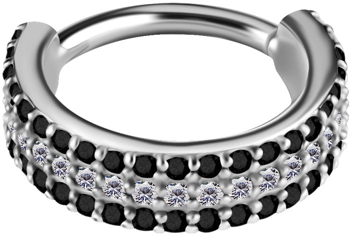 CoCr NF HINGED CONCH RING SET W.PREMIUM ZIRCONIA 3 Rangs