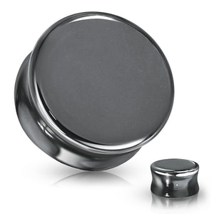 Hematite Natural Stone Double Flared Plug