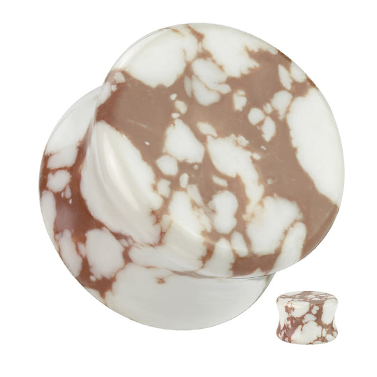 White & Brown Double Flared Stone Plug