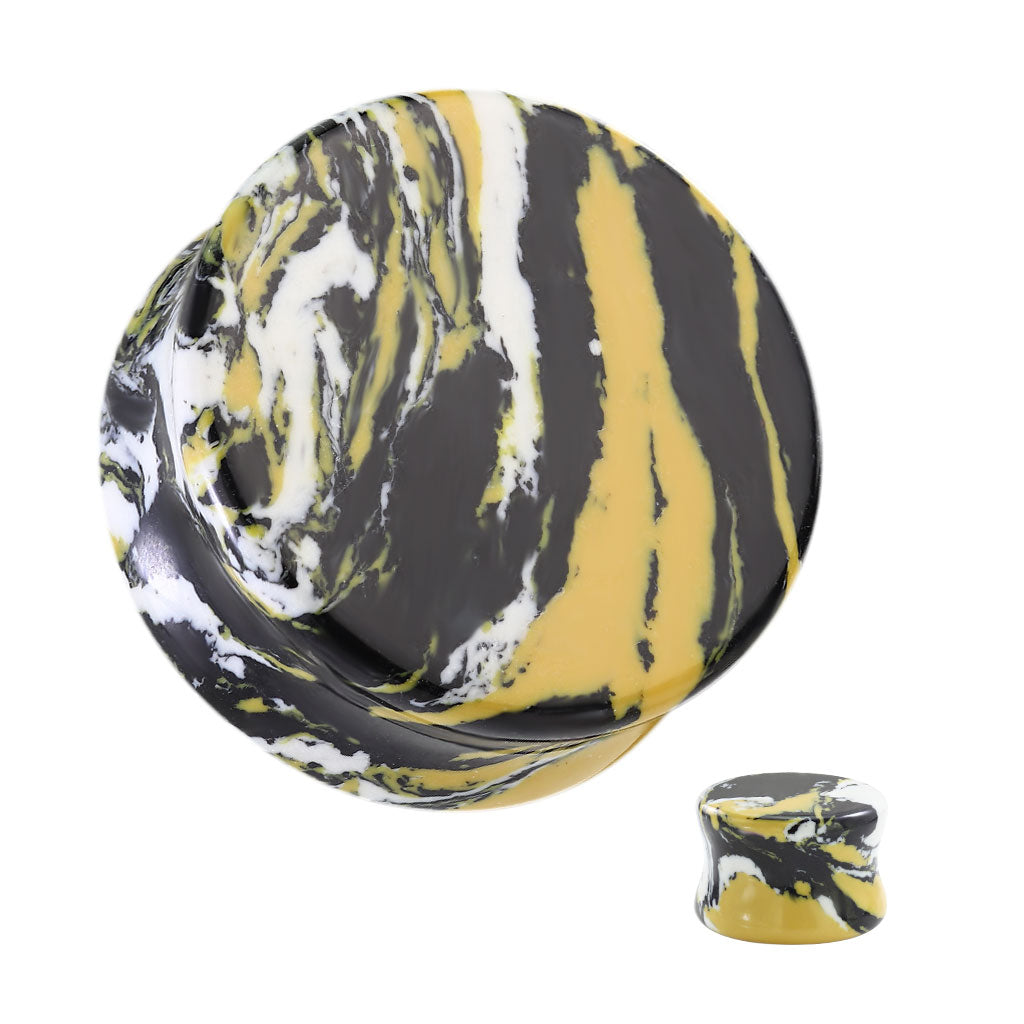 Yellow Black White Turquoise Double Flare Plug