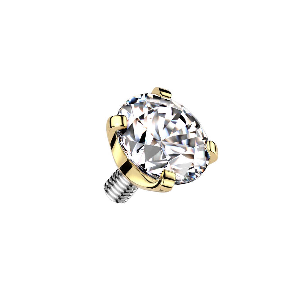 Implant Grade Titanium Internally Threaded Prong Set Round CZ Top Parts