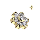 Implant Grade Titanium Internally Threaded CZ Bezel Set Flower