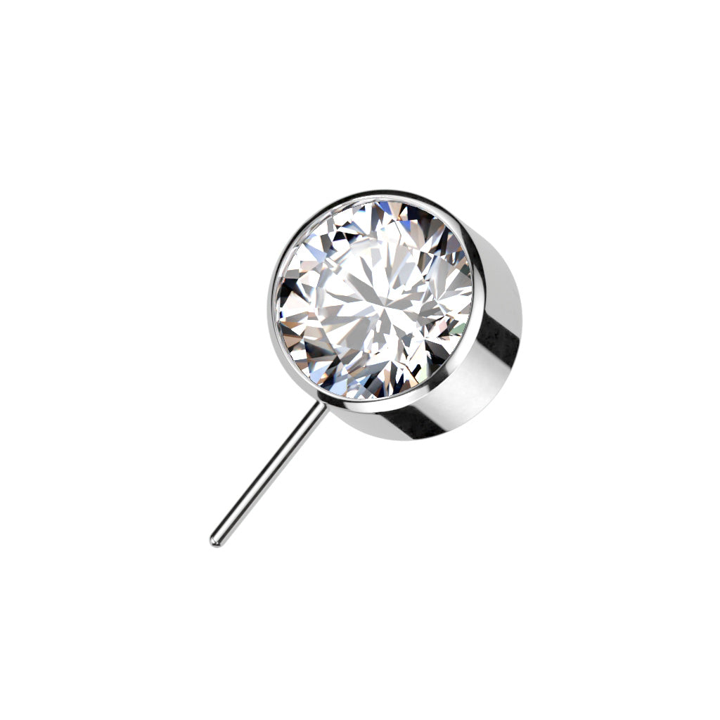 Titanium Threadless Push In Bezel Set Forward Facing CZ Ball