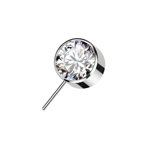Titanium Threadless Push In Bezel Set Forward Facing CZ Ball