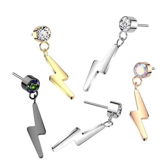 Lightning Bolt with CZ Threadless