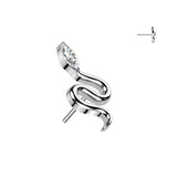 Titanium Threadless Push In Snake Top With Marquise CZ Head