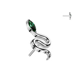 Titanium Threadless Push In Snake Top With Marquise CZ Head
