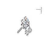 Titanium Threadless Push In Double Marquise and Round CZ Top