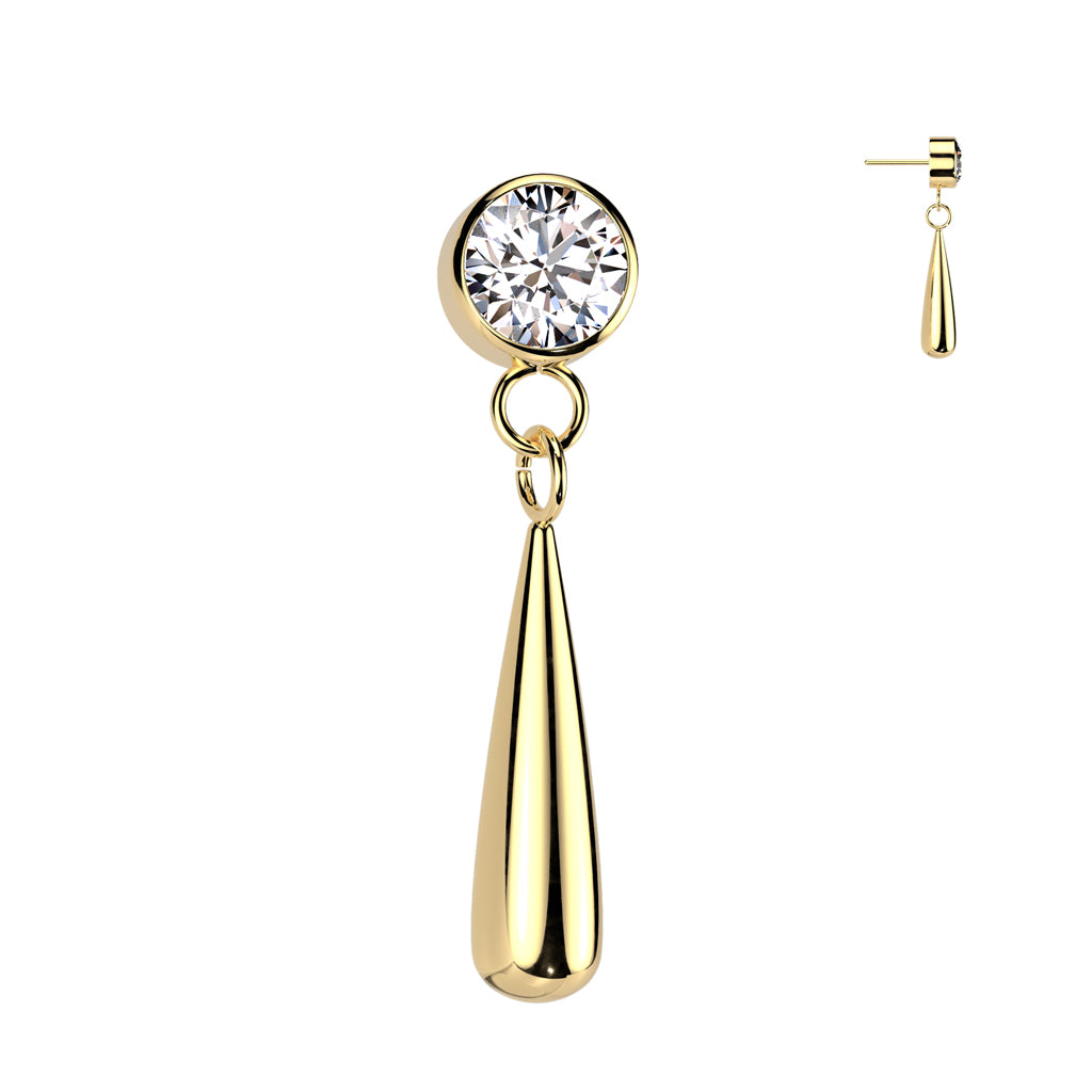 CZ Bezel Set Top With Teardrop Dangle
