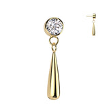 CZ Bezel Set Top With Teardrop Dangle