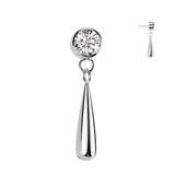 CZ Bezel Set Top With Teardrop Dangle