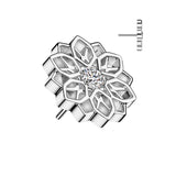 Titanium Threadless Push In CZ Center Lotus Flower Top