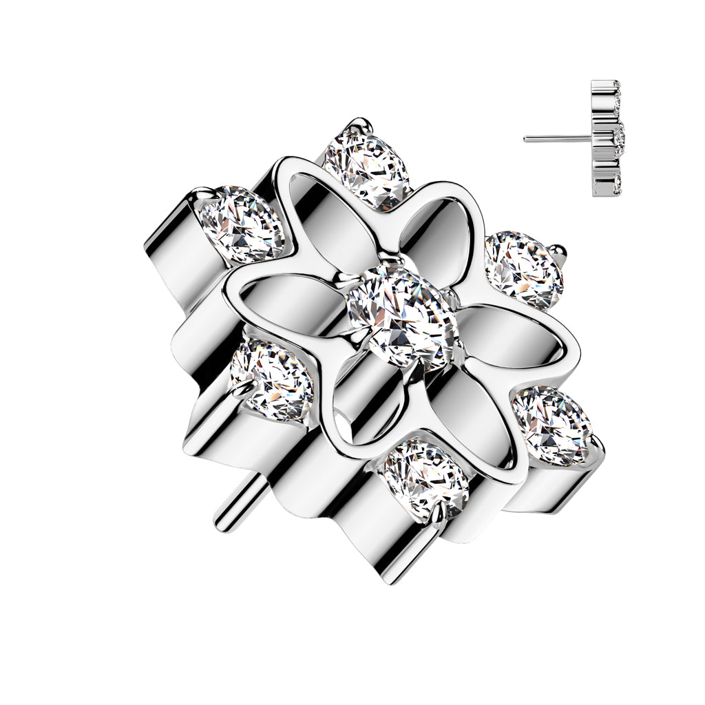 Flower With CZ Center and Edges Top