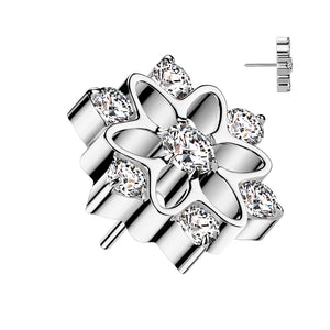Flower With CZ Center and Edges Top