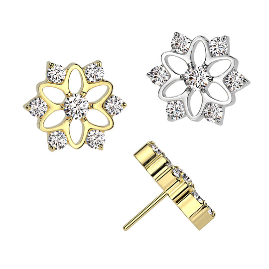 Flower With CZ Center and Edges Top