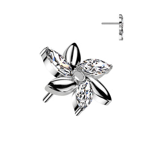 Swirl Flower With Marquise CZ Top